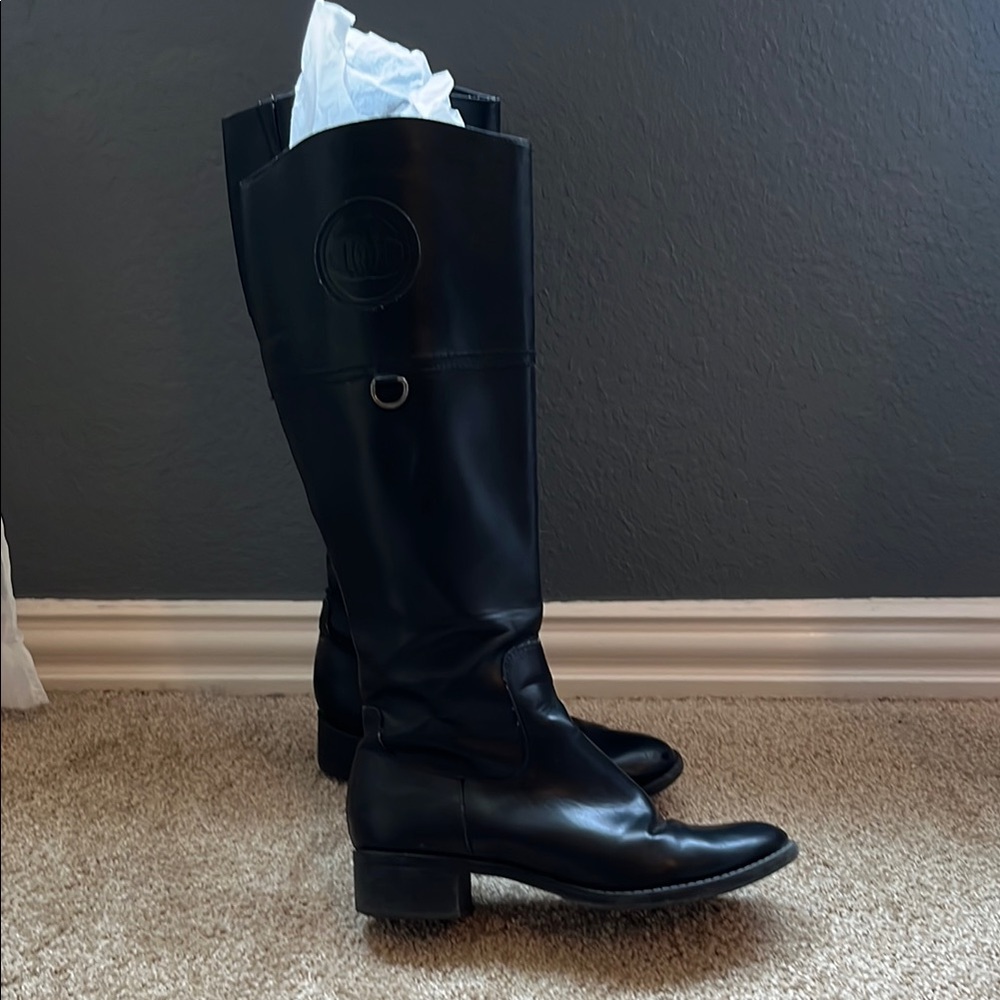 Etienne Aigner Black Vegan Leather tall boots